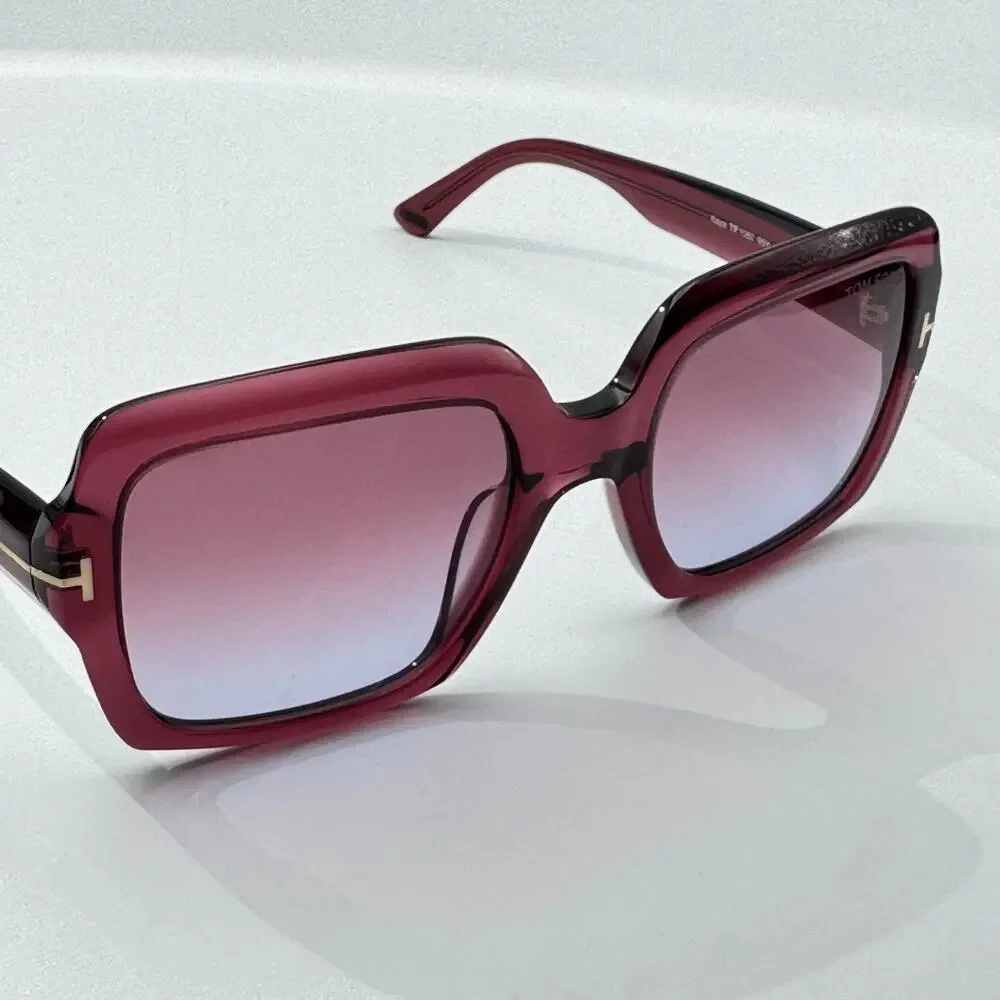 Tom Ford Sunglasses Kaya TF1082 66Y Shiny Dark Red Square Violet Gradient Lens